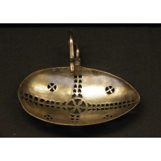 Silver strainers, cross pattern, sun symbol